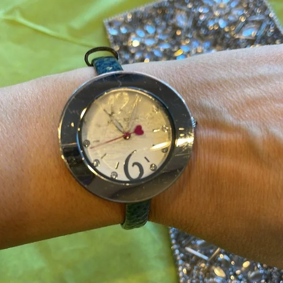 Betsey Johnson Women’s Blue Leather Watch | Thin Strap *Needs Battery - Picture 3 of 7